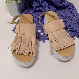 Matisse Tuscany Fringe Platform Wedge Sandal Beige Women’s US 6